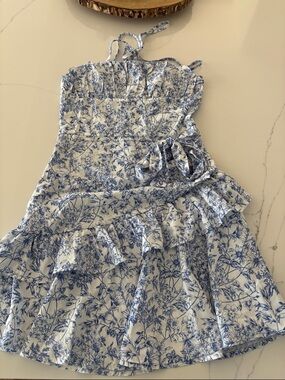 Blue Floral Ruffle Sundress